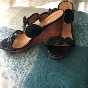Jack Rogers Luccia Black Wedge Sandal sz 6.5